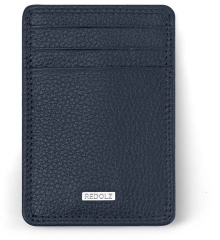 Redolz Leer Essentials creditcardhouder RFID-leer 7 cm met biljettenklem - 3 Sleuven - black