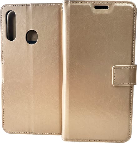 Bookcase Geschikt voor: Samsung Galaxy A20E - Goud - portemonnee hoesje