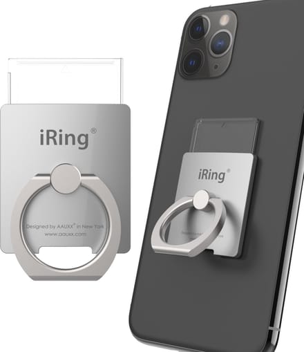 Telefoonring - iRing Link Hook set - Telefoonhouder Auto - Popsocket - 3M Tape - Hook® Muurbeugel - Telefoon Standaard - Universeel - Gletsjer Zilver