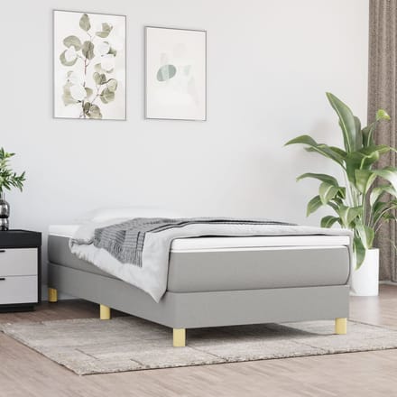 vidaXL - Boxspring - bed - 90x200 - cm - stof - lichtgrijs