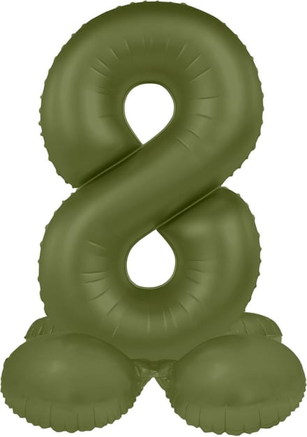 Staande Folieballon Cijfer 8 - Olive Green - Ultra Matt - 41 cm