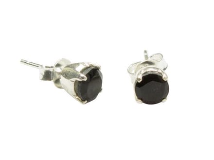 Zilveren knop oorbellen Onyx 925 zilver