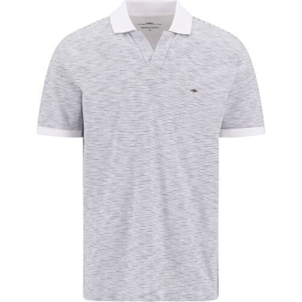 Fynch-Hatton Polo No Buttons Slub Cotton Stripe Wit / male