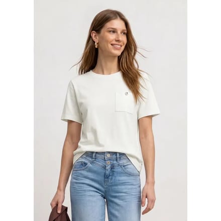 Shirt met ronde hals en borstzak
