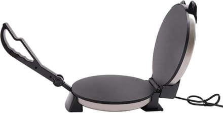 Roti Maker - Platbrood Maker - Brood Bakken - Dubbelzijdig Verwarmd - 32cm Diameter - Zwart Zilver
