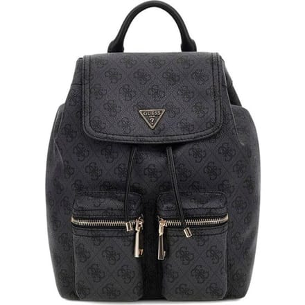 GUESS vrijetijdsrugzak rugzak Manhattan II Flap Backpack Coal Logo donkergrijs