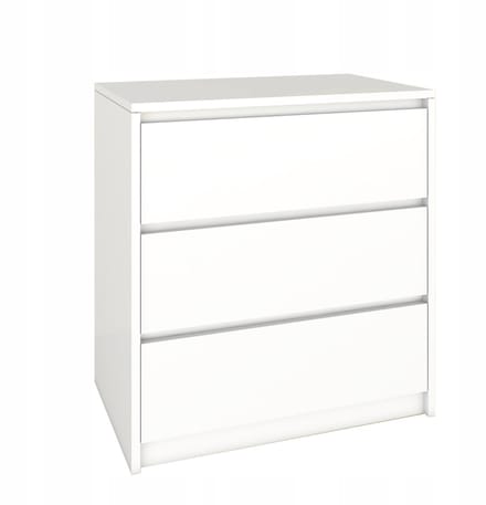 Fernika - Moderne Commode - 3 Lades - Wit Alaska - Handgreploze Fronten - 70x75,2x43cm