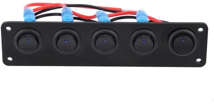 Allecto - Rocker Switch 12V/24V Waterproof 5 Gears met Blauwe LED voor Boot en Caravan