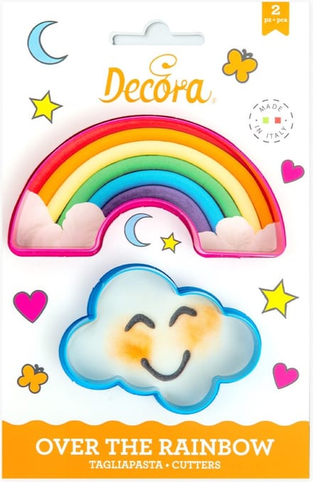 Decora Koekjesuitsteker Plastic - Regenboog en Wolk pk/2