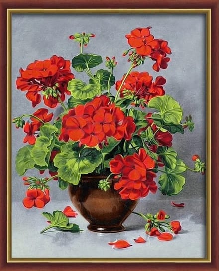 Diamond Painting Red geranium 40x50 cm  vierkante steentjes