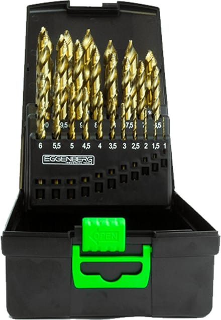 Eggenberg HSS Co5% Spiraalborenset met STEP POINT M35 DIN338 – 25-delig 1-13 mm