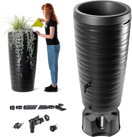 Grote regenton van 240 liter met kraan en plantenbak