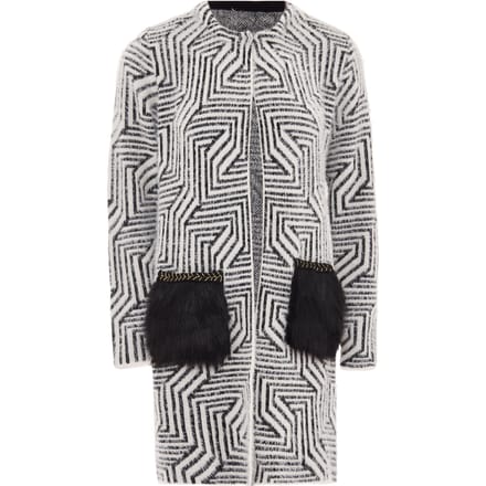 Faina Vest Dames wol wit zwart