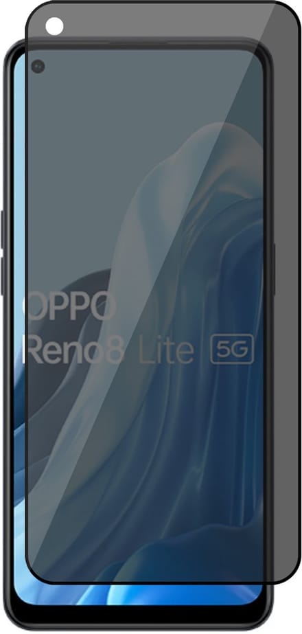 Privacy Screenprotector geschikt voor Oppo Reno 8 Lite - Volledig Dekkend Glas Screen Protector