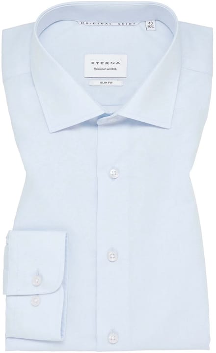 ETERNA modern fit overhemd - popeline - lichtblauw - Strijkvrij - Boordmaat: 38