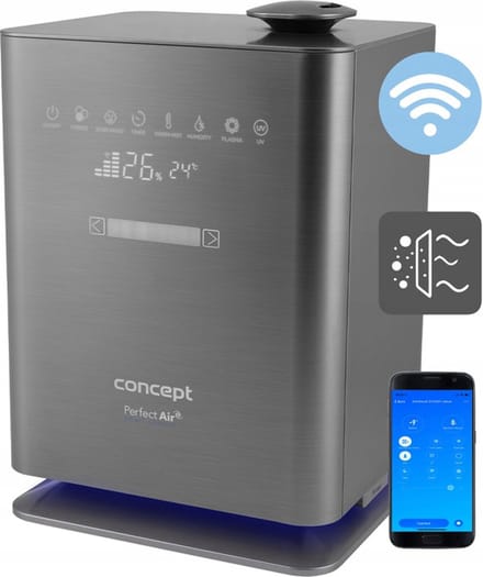 CONCEPT - Luchtbevochtiger  /Perfect Air / Wifi / Afstandsbediening / Aromatherapie / Timer UV UVC LED Display