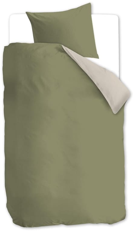 Vtwonen - Duo dekbedovertrek - Eenpersoons - 140x200/220cm - Olijfgroen