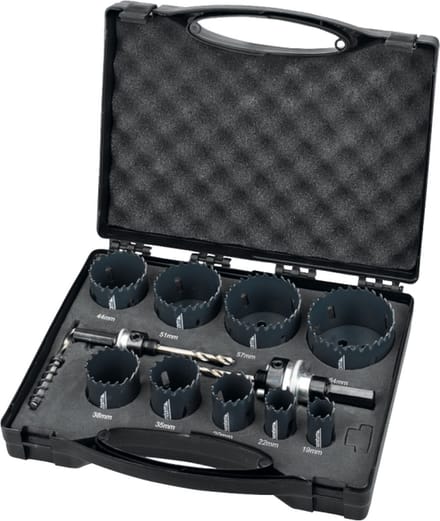 Phantom HSS-E 8% bi-Metaal set gatzagen 61.105, ø19‚ 22‚ 29‚ 35‚ 38‚ 44‚ 51‚ 57‚ 68 mm