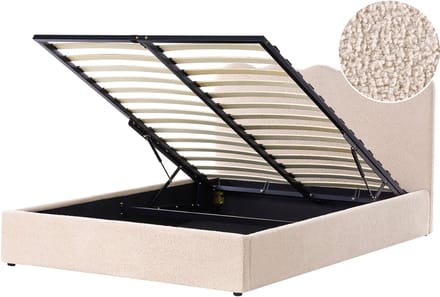 NANTERRE - Bed met opbergruimte - Beige - 160 x 200 cm - Bouclé