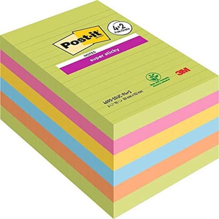 Plaknotities 101 x 152 mm - Herbruikbare Sticky Notitiebladen, 6 Stuks
