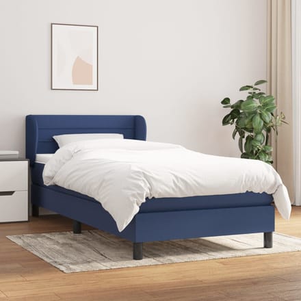 vidaXL - Boxspring - met - matras - stof - blauw - 80x200 - cm
