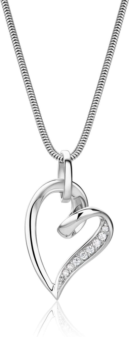 Miore Pure Collier Ketting Dames - Zilver - Met Zirkonen - Kettingen - 45 cm