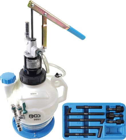 BGS Transmissieolie-vulapparaat met handpomp met terugloopsysteem met 8 adapters 7 l
