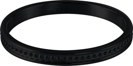 Quiges Stapelring Dames - Vulring Bolletje - RVS Zwart - Maat 21 - Hoogte 2mm