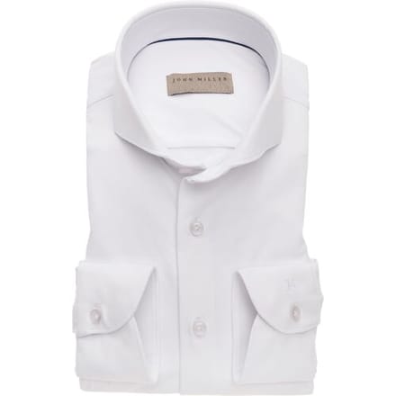 John Miller Overhemd Stretch Uni Cutaway Wit / male