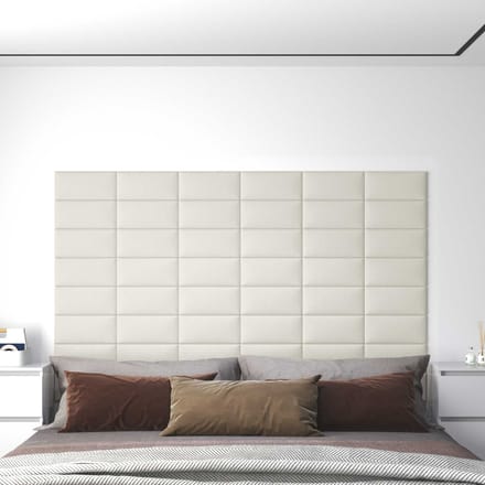 vidaXL - Wand - Hoofdbord - 12 - st - Crèmekleurig - Fluweel