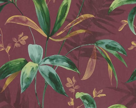 TAKKEN EN BLADEREN BEHANG | Botanisch - donkerrood groen - "Architects Paper" A.S. Création Jungle Chic
