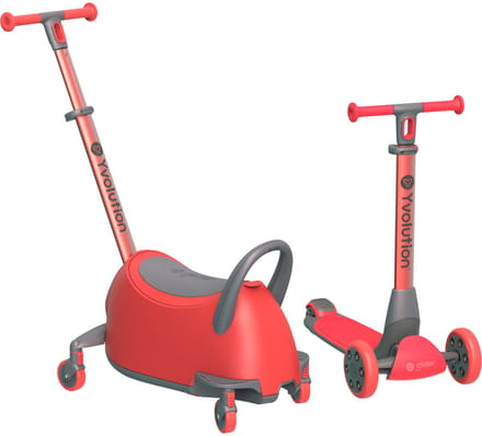 Yvolution – Yglider Luna - 5-in-1 - Rood - Multifunctionele stepscooter