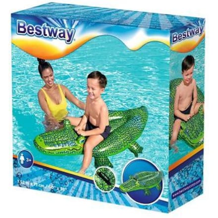 Bestway Opblaas Krokodil - 148 X 6,7 X 2,9 CM - Stevig PVC - Kinderen vanaf 3 Jaar - Groen