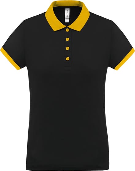 Damessportpolo 'Proact' met korte mouwen Black/Yellow - M