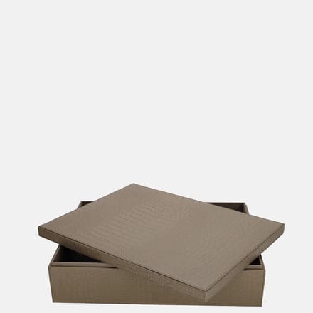 Chamada Maria leren opbergbox rechthoek croco large taupe