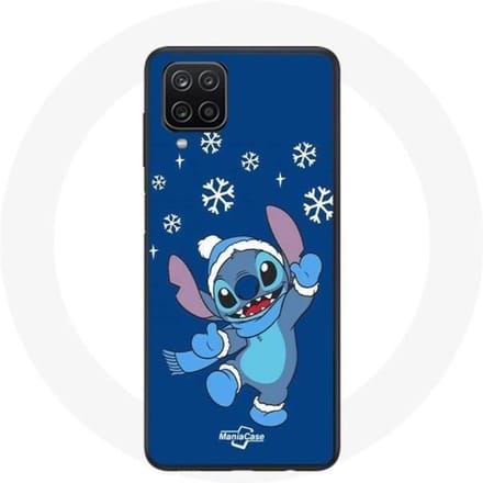 Coque - Maniacase - Samsung Galaxy A12 - Souple - Stitch neige Noël - Bleu bleu