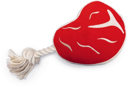Beeztees BBQ Steak - Hondenspeelgoed - Pluche - Rood - 28x13x7 cm