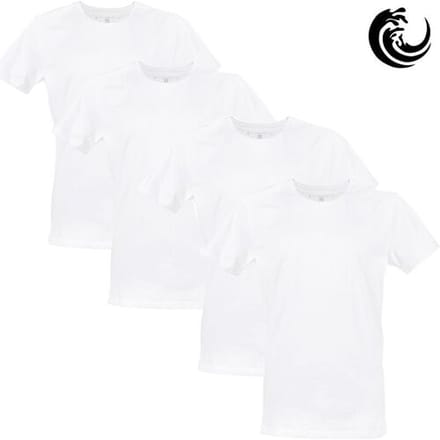 Vinnie-G Heren T-shirts Ronde Hals Wit 4-pack – Basic Ondershirts Heren – Katoen Stretch – Maat S