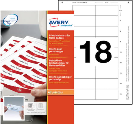 Badge etiket Avery 30x65 - wit doos 10 vel
