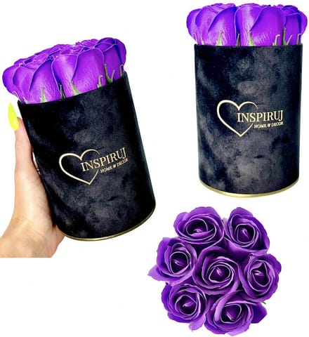 Inspiruj - Flowerbox - Czarne Pudełko - Rozen Mydlane - Donker Paars