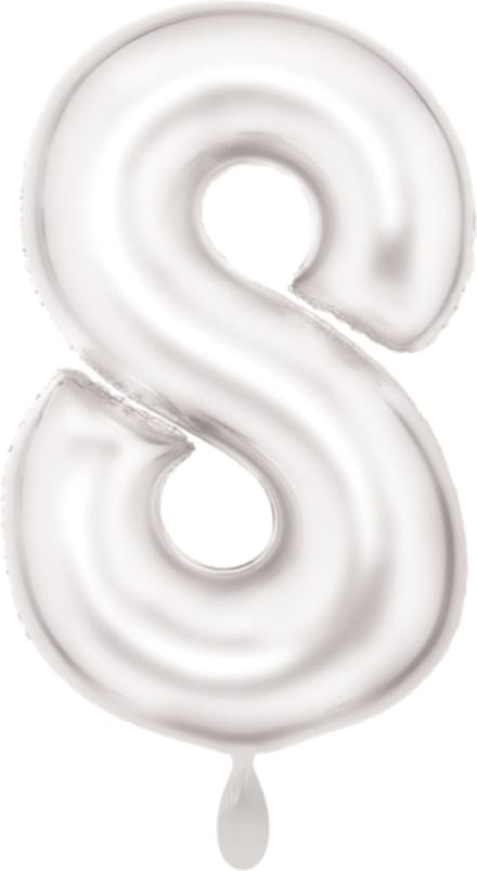 Folieballon 86cm cijfer 8 Silk White