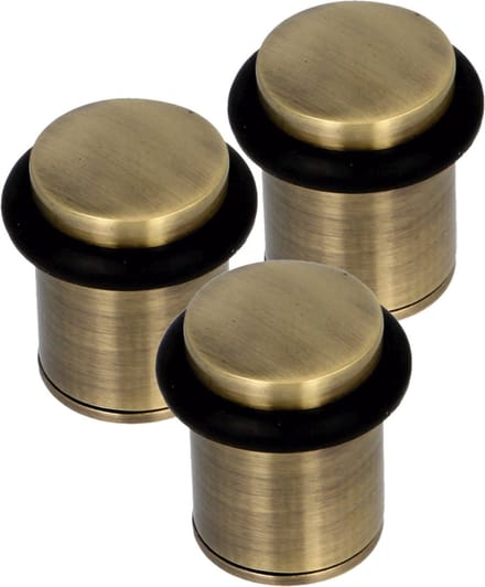 AMIG Deurstopper/deurbuffer - 3x - D28mm - inclusief schroeven - geborsteld nikkel