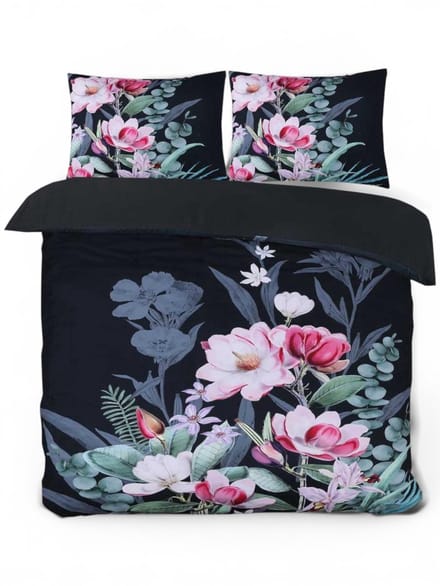 Husch Dekbedovertrek Marlous - 200x200/220 - Bloemen - Multi/Zwart
