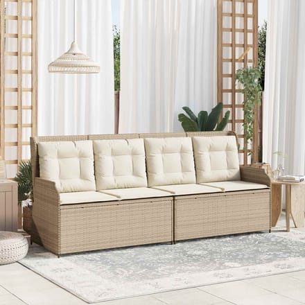 vidaXL - Tuinbank - Beige - poly - rattan