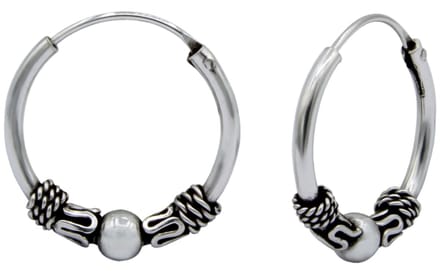 Joy|S - Zilveren Bali oorbellen - classic - 14 mm oorringen - geoxideerd