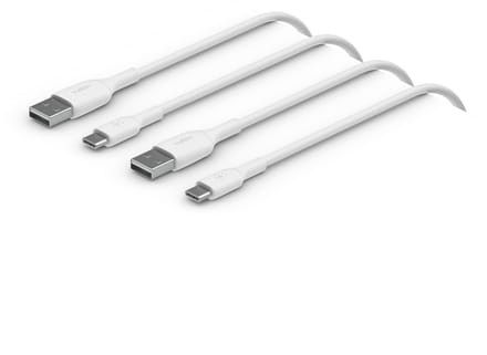 Belkin BOOST↑CHARGE - USB-A naar USB-C Kabel - 1 Meter - 60W - Wit - 2-Pack