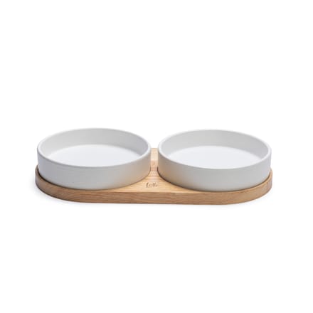 Designed by Lotte Dinerset Lojs - Voerbak Kat - Drinkbak Kat - Keramiek - Wit - 2x 400 ml