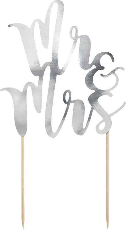 Cake topper Mr & Mrs | papier | zilver