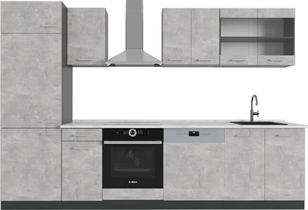 Vicco R-Line Complete keukeneenheid – 300 cm, WB Marmer Beton/antraciet