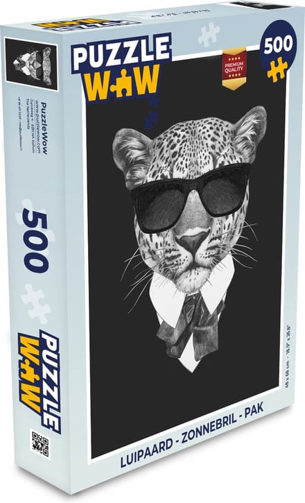 Puzzel Luipaard - Zonnebril - Pak - Legpuzzel - Puzzel 500 stukjes